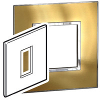 Plaque de finition arteor 1 carre module schuko brass gold 
