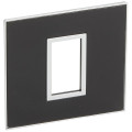 Plaque de finition arteor 1 carre module schuko mirror noir 