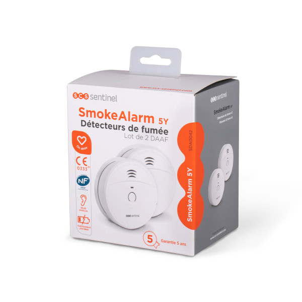Détecteurs de fumée CE NF Smokealarm 5 ans - Lot de 2