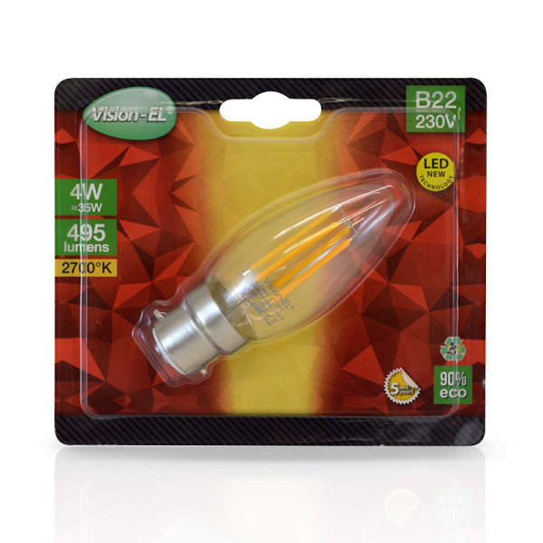 Led fil cob flamme b22 4w 2700k clr boite