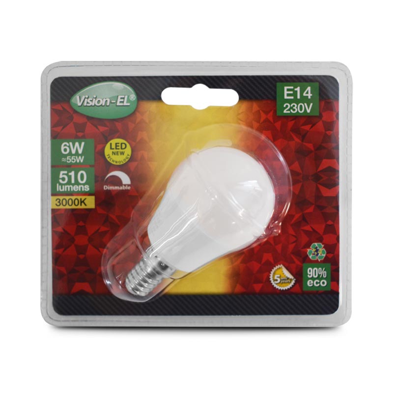 Miidex 74835 Led 6w p45 bulb e14 3000k dim boite