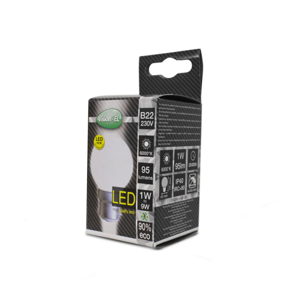 Led 1w bulb b22 6000k depoli boite