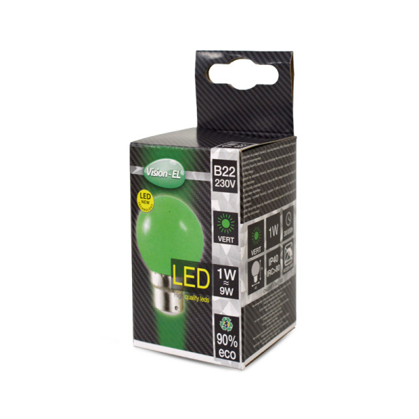 Led 1w bulb b22 verte boite