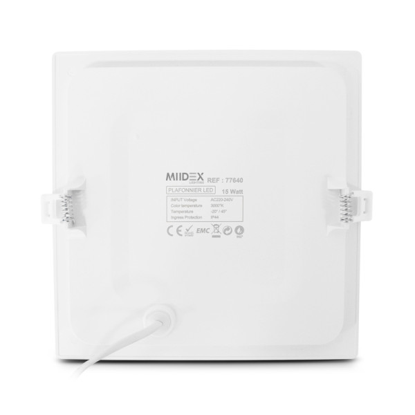 Slimy carre downlight 200 x 200mm 15w 3000k pc