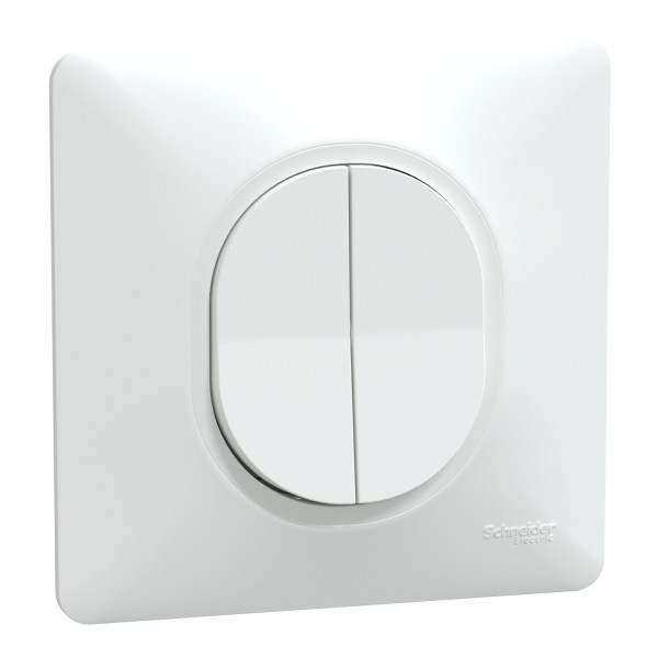 Ovalis - double va et vient - 10ax - blanc - griffes montées - avec plaque