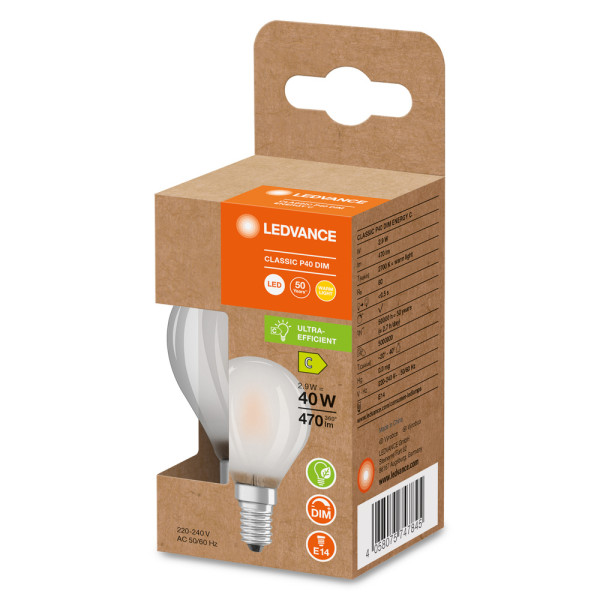 Led classic ledv superior clp40 verre 300 ° e14 2,9 w 470 lm ra80 2700 k