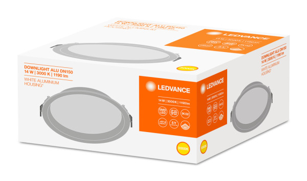 Ldv dl alu 150 14w/3000k 1190lm 100° ip44 ledvance downlight blanc