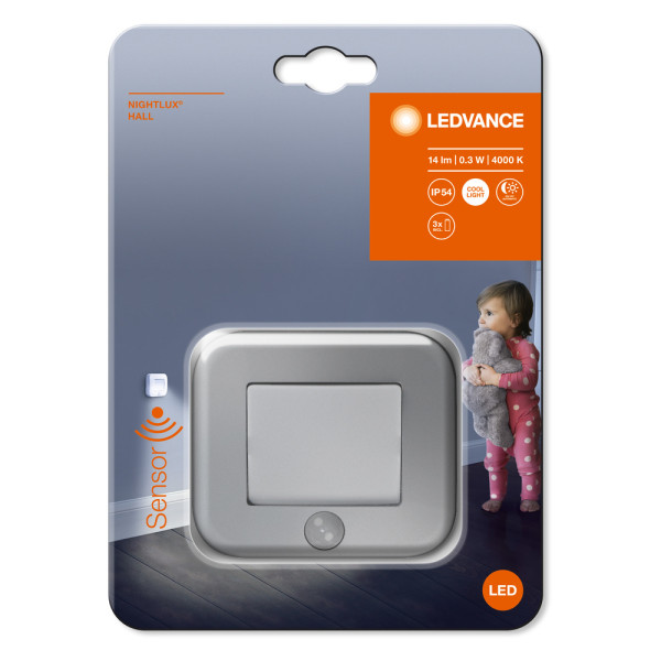 Ldv nightlux hall argent 1w/4000k sur pile avec détecteur pir ledvance