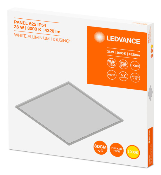 Ledvance panel led 625 36w/3000k opale ip54 4320lm