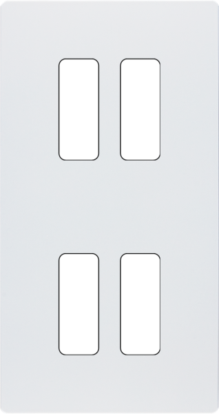 Façade "m" blanc mat double verticale 2 boutons 2 boutons sans vis - Modelec - 154521M