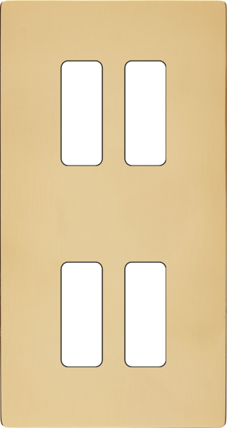 Façade "m" laiton miroir double verticale 2 boutons 2 boutons sans vis - Modelec - 154543M