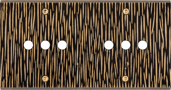 Façade fascination laiton fauve double horizontale 6 boutons poussoir push à vis - Modelec - 186435