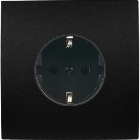 Façade karo noir simple prise schuko