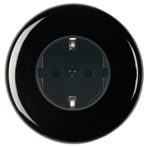 Façade iris by modelec en porcelaine noire simple poste pour pc schuko