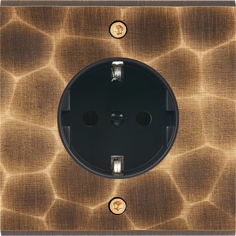 Façade fascination laiton onde simple 1 prise schuko à vis - Modelec - 190432-K