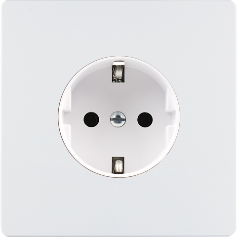 Façade "m" blanc mat simple 1 prise schuko sans vis