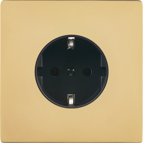 Façade "m" laiton miroir simple 1 prise schuko sans vis