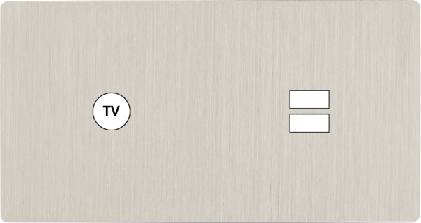 Façade "m" nickel brossé double horizontale 1 prise tv 1 chargeur usb sans vis