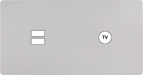 Façade "m" nickel sablé double horizontale 1 chargeur usb 1 prise tv sans vis