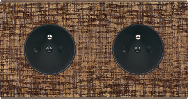 Façade fascination laiton coslan double horizontale prise 2p+t prise 2p+t sans vis - Modelec - 260430M