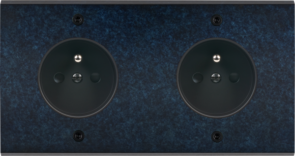 Façade fascination laiton ombre double horizontale prise de courant 2p+t prise de courant 2p+t à vis - Modelec - 260439