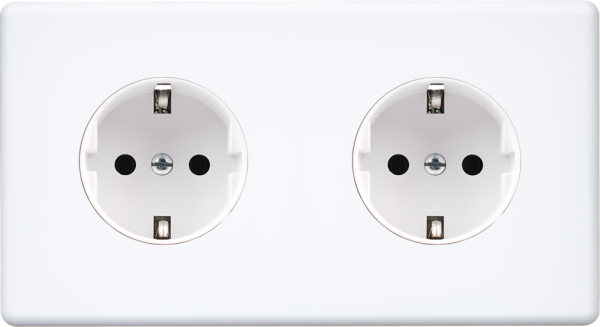 Façade hitera blanc double horizontale 1 prise schuko 1 prise schuko