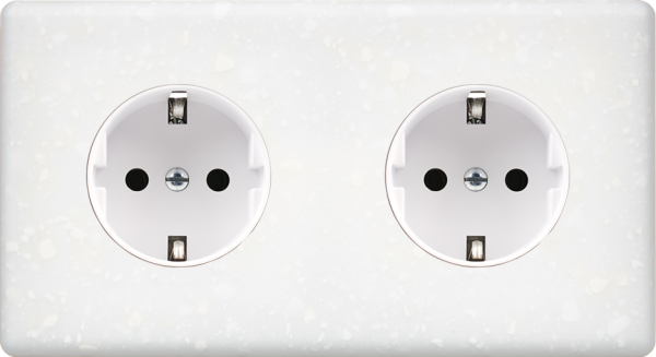 Façade hitera terrazzo blanc double horizontale 1 prise schuko 1 prise schuko