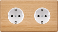 Façade hitera chêne clair double horizontale 1 prise schuko 1 prise schuko