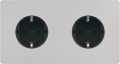 Façade "m" nickel sablé double horizontale 1 prise schuko 1 prise schuko sans vis