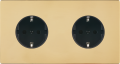 Façade "m" laiton miroir double horizontale 1 prise schuko 1 prise schuko sans vis