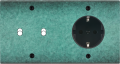 Façade fascination laiton jade double horizontale 2 basculeurs 1 prise schuko à vis