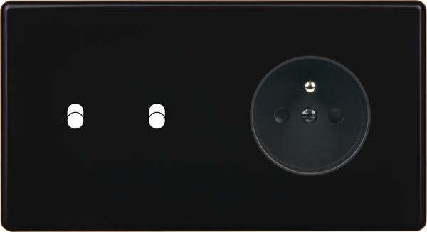 Façade Hikari noir soft touch double horizontale 2 basculeurs 1 PC (262-482)