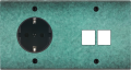 Façade fascination laiton jade double horizontale 1 prise schuko 2 media à vis