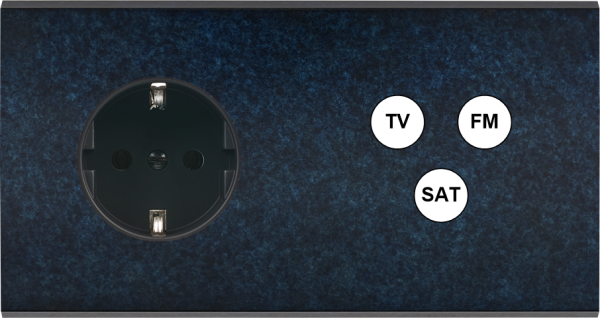 Façade fascination laiton ombre double horizontale 1 prise schuko tvfmsat magnétique
