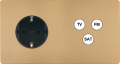 Façade "m" laiton sablé double horizontale 1 prise schuko 1 tv-fm-sat sans vis