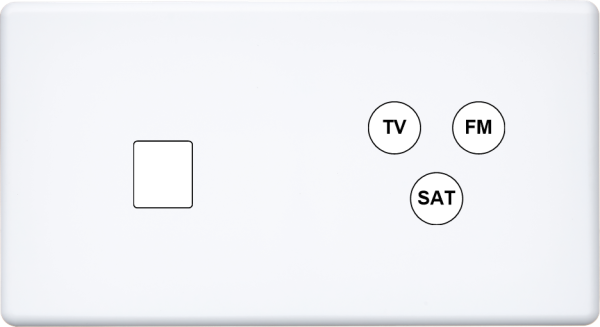 Façade Hikari blanc soft touch double horizontale 1 media TV-FM-SAT (269-481)