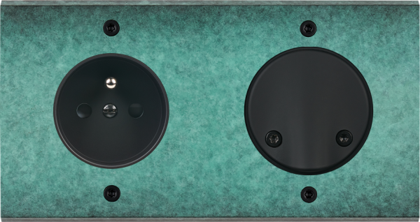 Façade fascination laiton jade double horizontale prise de courant 2p+t1 sortie de câble vis
