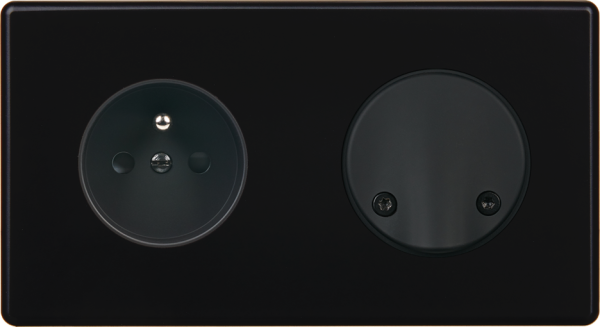 Façade Hikari noir soft touch double horizontale 1 PC sortie de câble (272-482)