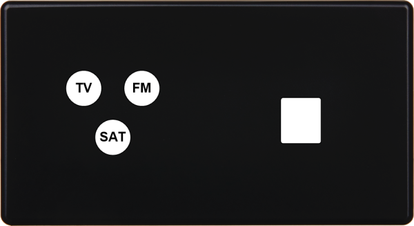 Façade Hikari noir soft touch double horizontale TV-FM-SAT 1 media (274-482)
