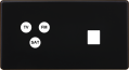 Façade Hikari noir soft touch double horizontale TV-FM-SAT 1 media (274-482)
