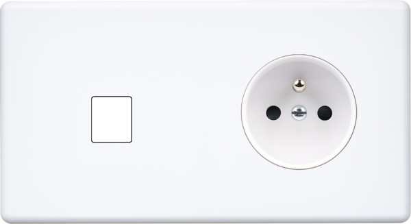 Façade Hikari blanc soft touch double horizontale 1 media 1 PC (276-481)