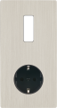 Façade "m" nickel brossé double verticale 1 bouton 1 prise schuko sans vis