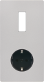 Façade "m" nickel sablé double verticale 1 bouton 1 prise schuko sans vis