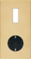 Façade "m" laiton miroir double verticale 1 bouton 1 prise schuko sans vis