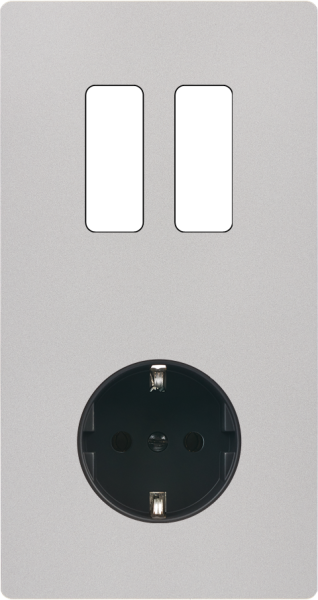Façade "m" nickel sablé double verticale 2 boutons p sans vis