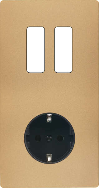 Façade "m" laiton sablé double verticale 2 boutons p sans vis - Modelec - 282532M-K