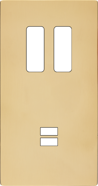Façade "m" laiton miroir double verticale 2 boutons  sans vis
