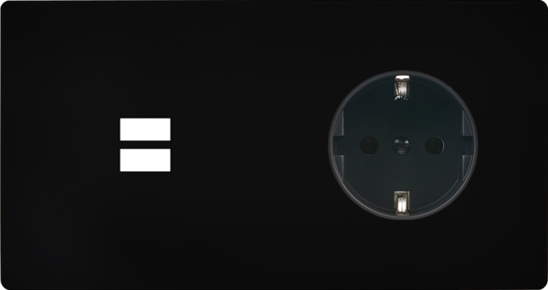 Façade "m" noir mat double horizontale 1 chargeur usb p sans vis