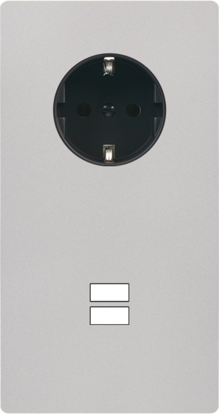 Façade "m" nickel sablé double verticale 1 prise schuko 1 chargeur usb sans vis