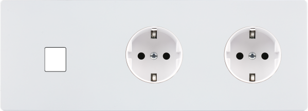 Façade "m" blanc mat triple horizontale 1 media 1 prise schuko 1 prise schuko sans vis